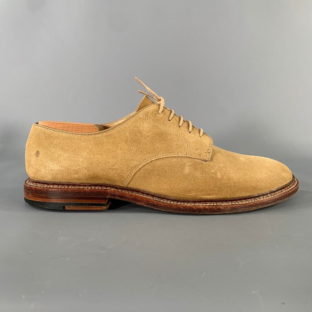 Alden Plain Tan Suede Derby Lace Up Shoes